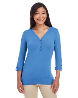Devon & Jones Women's Perfect Fit™ Y-Placket Convertible Sleeve Knit Top - Image 9
