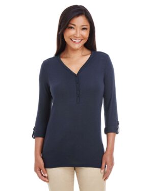 Devon & Jones Women's Perfect Fit™ Y-Placket Convertible Sleeve Knit Top - Image 17