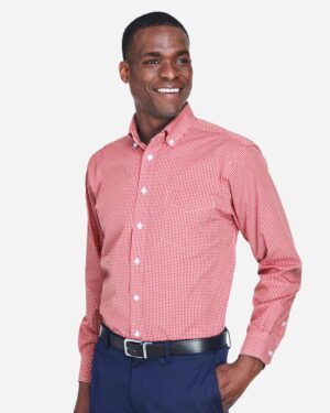 Devon & Jones Men's Crown Collection® Gingham Check Woven Dress Shirt - Image 19