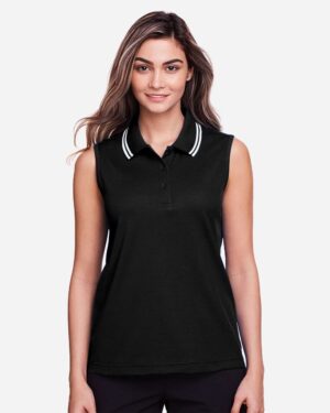 Devon & Jones Women's CrownLux Performance® Plaited Tipped Sleeveless Polo - Image 3