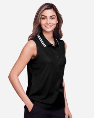 Devon & Jones Women's CrownLux Performance® Plaited Tipped Sleeveless Polo - Image 4