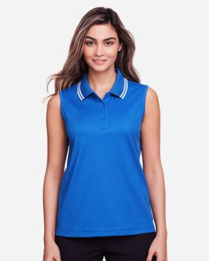 Devon & Jones Women's CrownLux Performance® Plaited Tipped Sleeveless Polo - Image 13