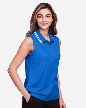 Devon & Jones Women's CrownLux Performance® Plaited Tipped Sleeveless Polo - Image 14