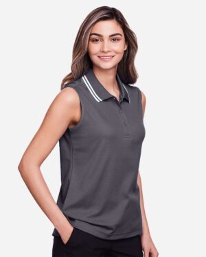 Devon & Jones Women's CrownLux Performance® Plaited Tipped Sleeveless Polo - Image 19