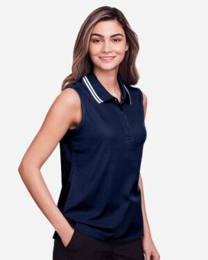 Devon & Jones Women's CrownLux Performance® Plaited Tipped Sleeveless Polo - Image 24
