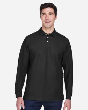 Devon & Jones Men's Pima Piqué Long Sleeve Polo - Image 3