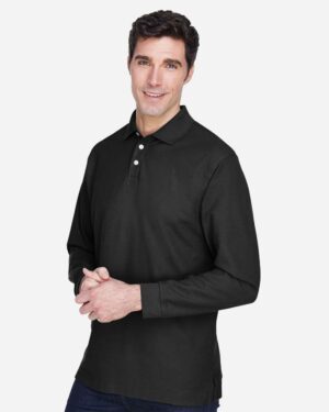 Devon & Jones Men's Pima Piqué Long Sleeve Polo - Image 4