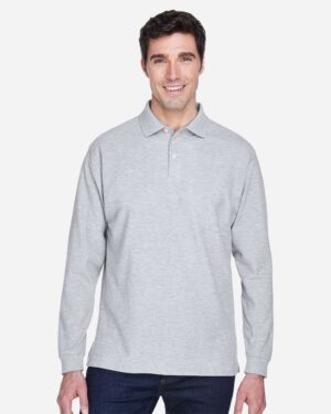 Devon & Jones Men's Pima Piqué Long Sleeve Polo - Image 8