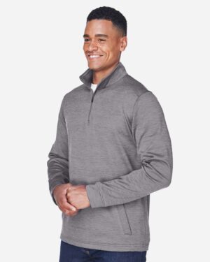 Devon & Jones Men's Newbury Mélange Fleece Quarter-Zip Pullover - Image 9