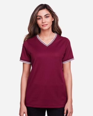 Devon & Jones Women's CrownLux Performance® Plaited Tipped V-Neck Shirt - Image 8