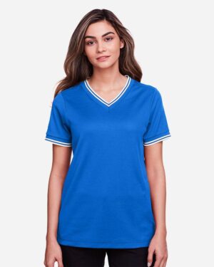 Devon & Jones Women's CrownLux Performance® Plaited Tipped V-Neck Shirt - Image 13