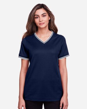 Devon & Jones Women's CrownLux Performance® Plaited Tipped V-Neck Shirt - Image 23