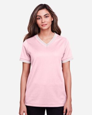 Devon & Jones Women's CrownLux Performance® Plaited Tipped V-Neck Shirt - Image 28