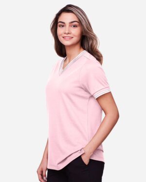 Devon & Jones Women's CrownLux Performance® Plaited Tipped V-Neck Shirt - Image 29