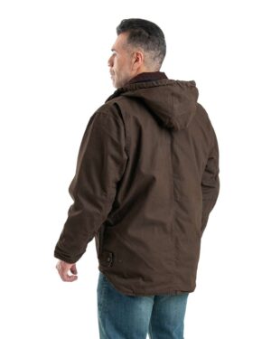 Berne Apparel Men's Heartland Washed Duck Zip-Off Hooded Coat - Image 3