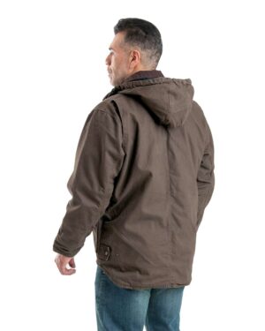 Berne Apparel Men's Heartland Washed Duck Zip-Off Hooded Coat - Image 5