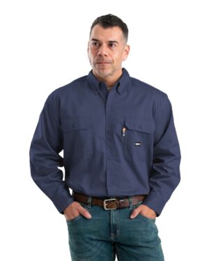 Berne Apparel Men's Tall Flame-Resistant Button Down Work Shirt - Image 4