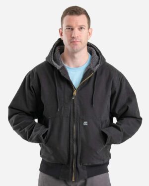 Berne Apparel Men's Highland Flex180® Washed Duck Hooded Work Jacket - Image 4