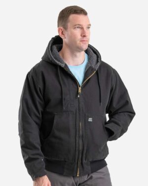 Berne Apparel Men's Highland Flex180® Washed Duck Hooded Work Jacket - Image 5