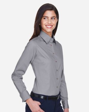 Harriton Women's Easy Blend™ Long Sleeve Twill Dress Shirt with Stain-Release - Image 9
