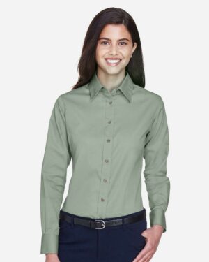 Harriton Women's Easy Blend™ Long Sleeve Twill Dress Shirt with Stain-Release - Image 13