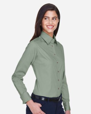Harriton Women's Easy Blend™ Long Sleeve Twill Dress Shirt with Stain-Release - Image 14