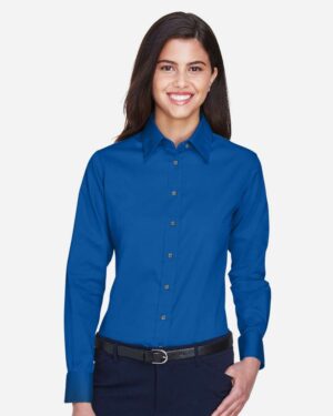 Harriton Women's Easy Blend™ Long Sleeve Twill Dress Shirt with Stain-Release - Image 18