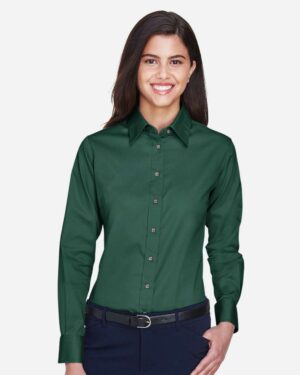 Harriton Women's Easy Blend™ Long Sleeve Twill Dress Shirt with Stain-Release - Image 23