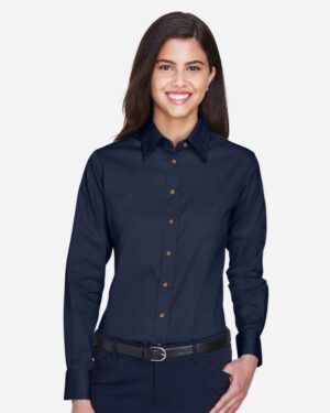 Harriton Women's Easy Blend™ Long Sleeve Twill Dress Shirt with Stain-Release - Image 33