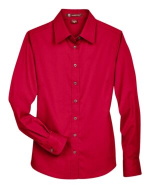 Harriton Women's Easy Blend™ Long Sleeve Twill Dress Shirt with Stain-Release - Image 36
