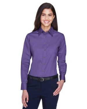 Harriton Women's Easy Blend™ Long Sleeve Twill Dress Shirt with Stain-Release - Image 58
