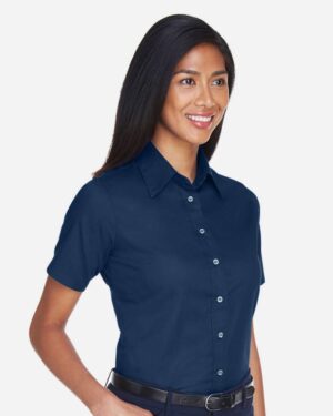 Harriton Women's Easy Blend™ Short Sleeve Twill Dress Shirt with Stain-Release - Image 14