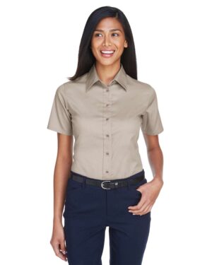Harriton Women's Easy Blend™ Short Sleeve Twill Dress Shirt with Stain-Release - Image 18
