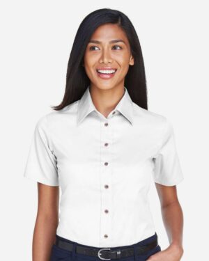 Harriton Women's Easy Blend™ Short Sleeve Twill Dress Shirt with Stain-Release - Image 23