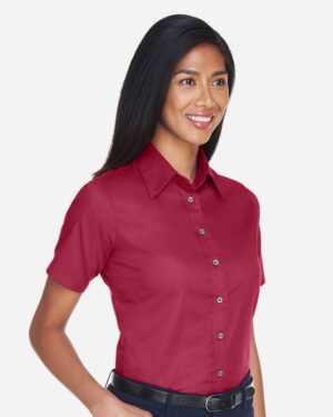 Harriton Women's Easy Blend™ Short Sleeve Twill Dress Shirt with Stain-Release - Image 29