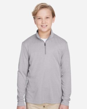 Team 365 Youth Zone Sonic Heather Performance Quarter-Zip Pullover - Image 3
