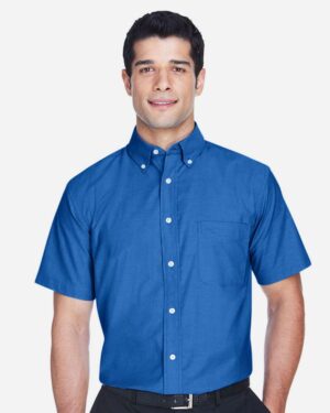 Harriton Men's Oxford Short Sleeve with Stain-Release - Image 3