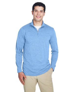 UltraClub Men's Cool & Dry Heathered Performance Quarter-Zip Pullover - Image 8