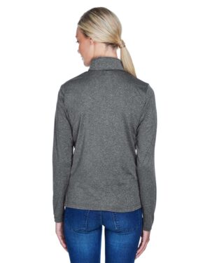 UltraClub Women's Cool & Dry Heathered Performance Quarter-Zip Pullover - Image 5