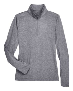 UltraClub Women's Cool & Dry Heathered Performance Quarter-Zip Pullover - Image 6