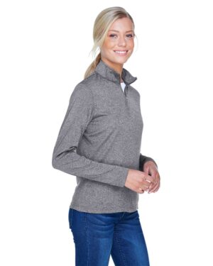 UltraClub Women's Cool & Dry Heathered Performance Quarter-Zip Pullover - Image 9
