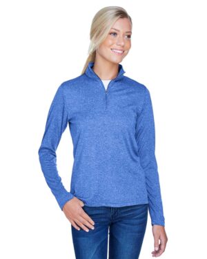 UltraClub Women's Cool & Dry Heathered Performance Quarter-Zip Pullover - Image 18