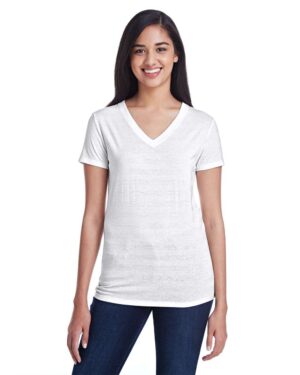 Threadfast Apparel Women's Invisible Stripe V-Neck T-Shirt - Image 4