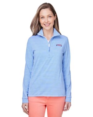 vineyard vines Women's Microstripe Sankaty Half-Zip Pullover - Image 4