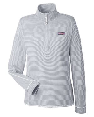 vineyard vines Women's Microstripe Sankaty Half-Zip Pullover - Image 13
