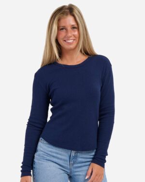 Boxercraft Women's Waffle Knit Baby Long Sleeve T-Shirt - Image 11