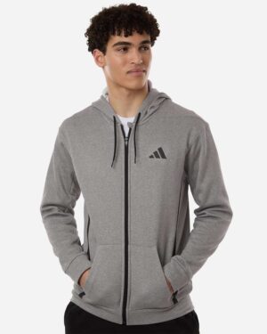 Adidas Men's Game & Go Fleece Full-Zip Hooded Sweatshirt - Image 4