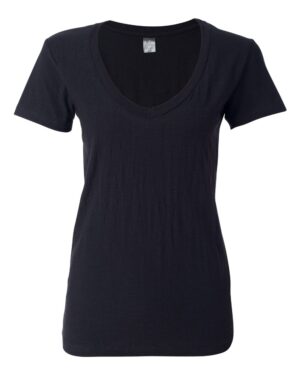 J. America Women's V-Neck Slub T-Shirt - Image 1
