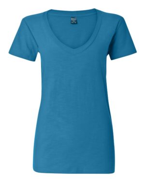 J. America Women's V-Neck Slub T-Shirt - Image 7