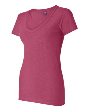 J. America Women's V-Neck Slub T-Shirt - Image 14